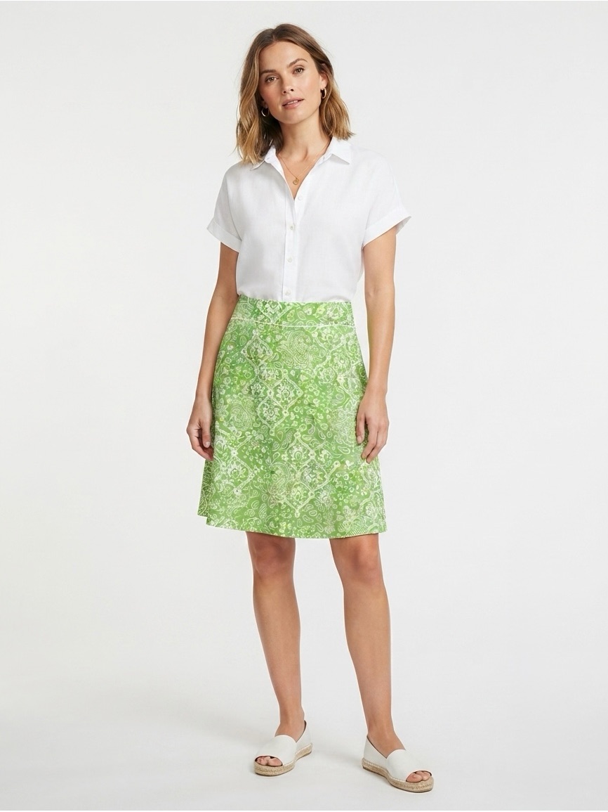 [Liz Claiborne] Paisley Linen Green Skirt